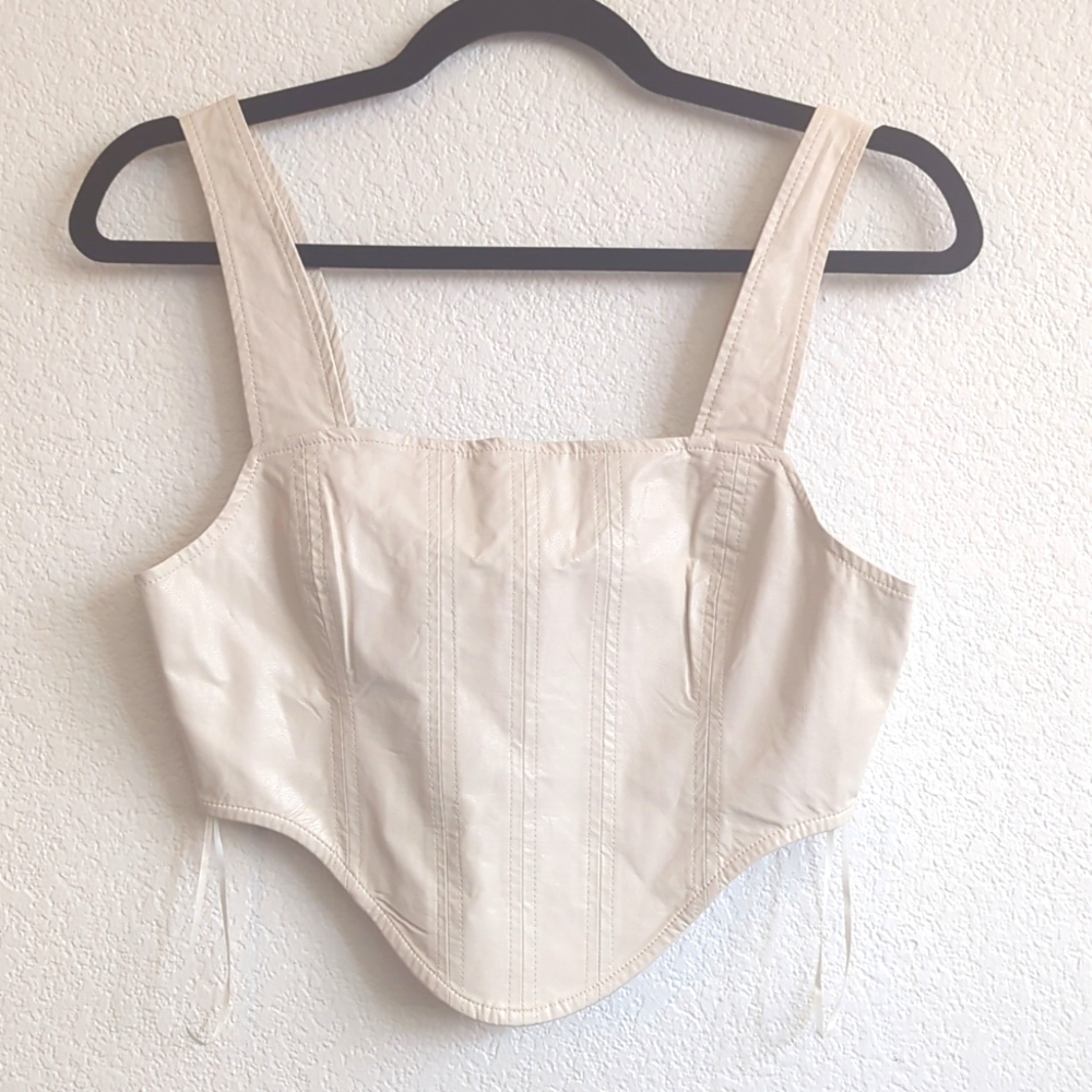 NWOT Cotton Candy LA Size S Faux Leather Crop Top